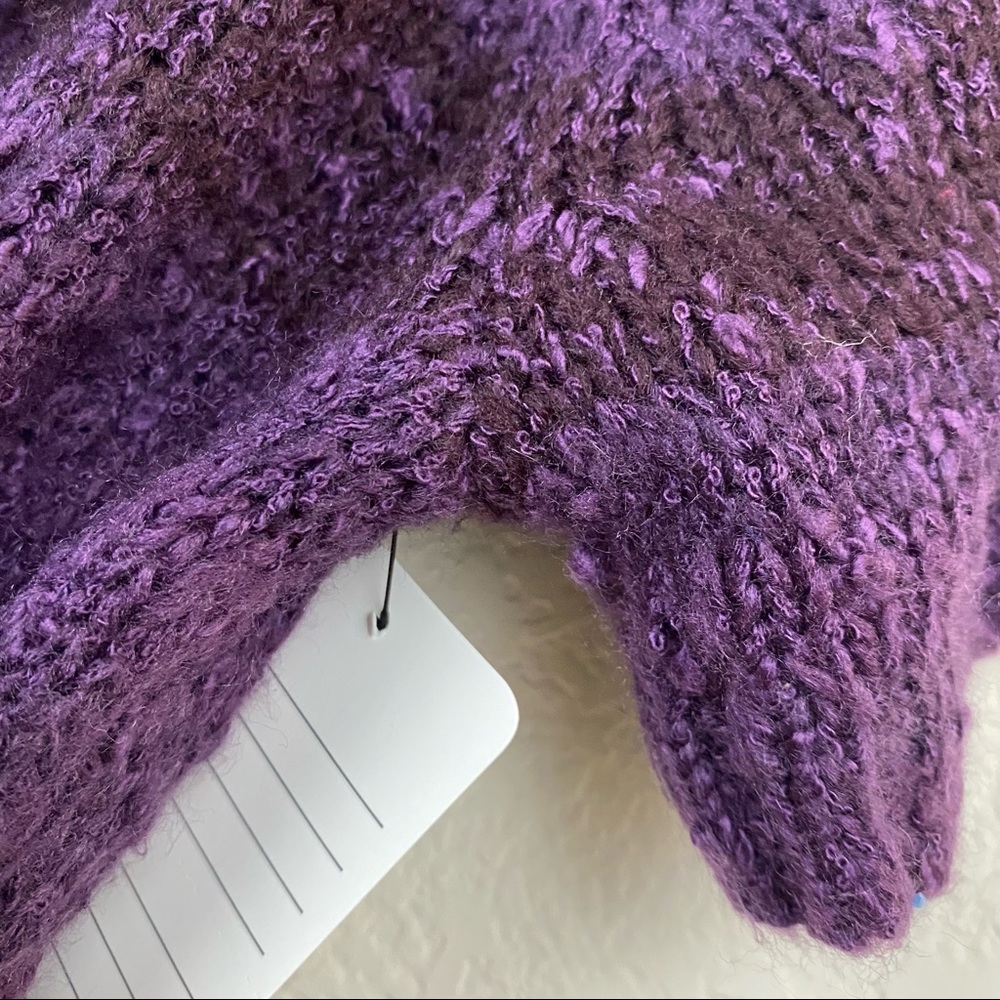 CATO Purple Oversized Cowl Neck Fringe Sweater LARGE Belted Tunic Boho Chic F85 - Picture 6 of 14